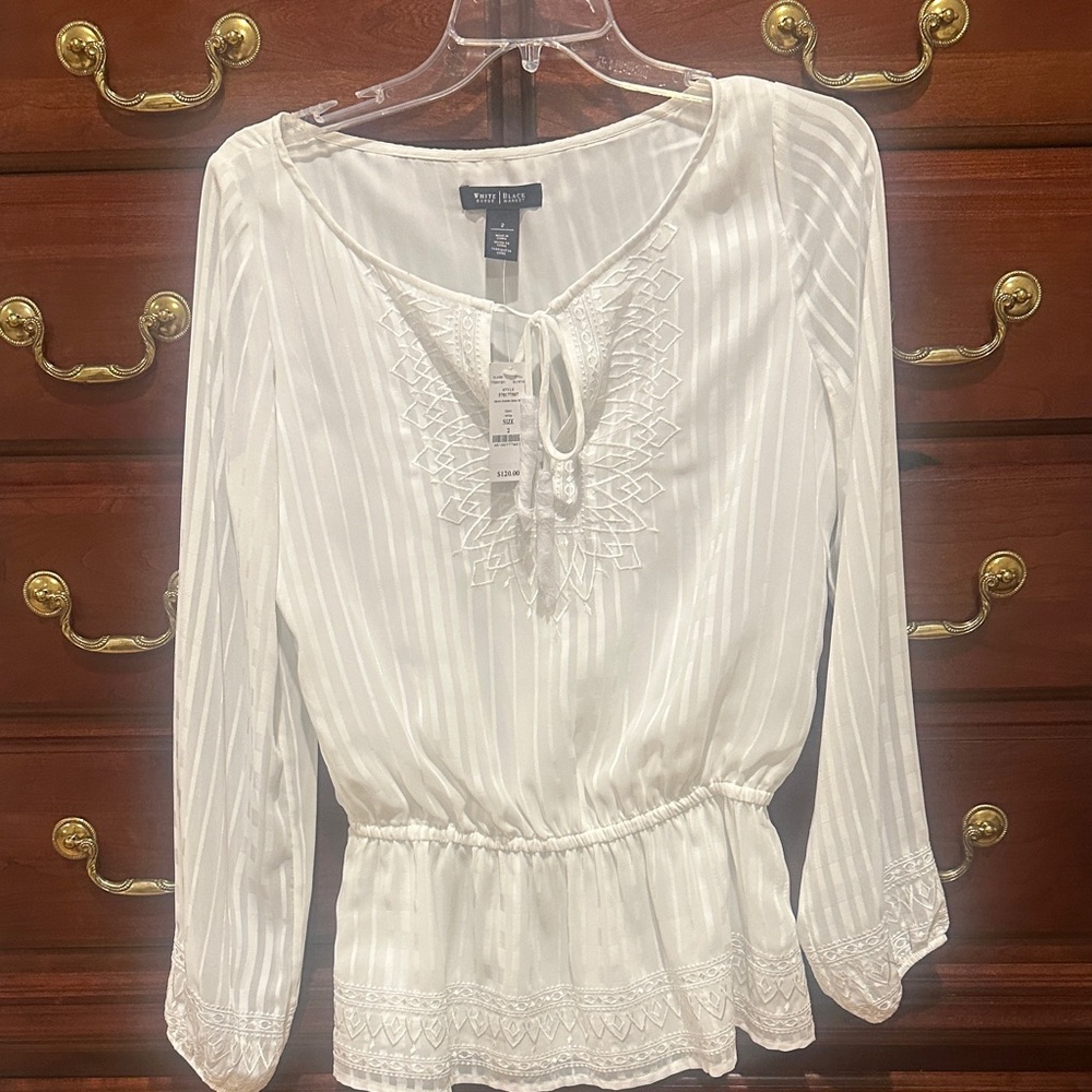 White House Black Market White Lace Blouse